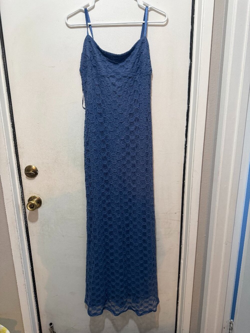 Thirty Thirty Blue Floral Lace Maxi Dress, Size XL